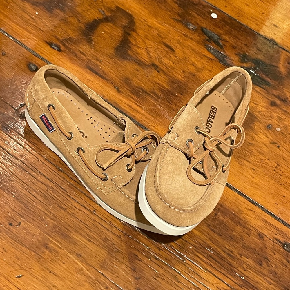 Sebago Portland Docksides Roughout Boat Shoes - Beige Camel - W7